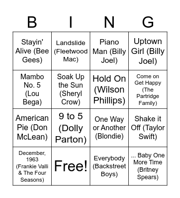 March Music Bingo Card