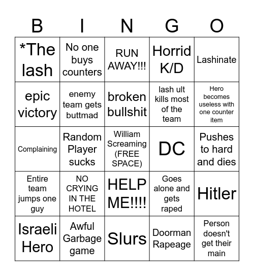 Deadlocke Bingo Card