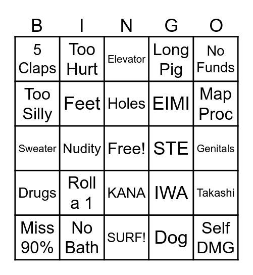MIMI's Misadventures Bingo Card