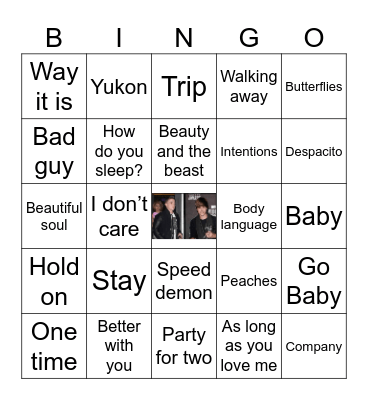 Bieber and Mccartney👨🏼👨🏻 Bingo Card