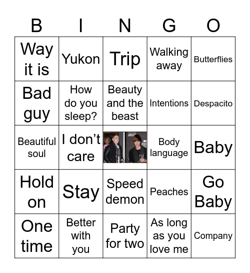Bieber and Mccartney👨🏼👨🏻 Bingo Card