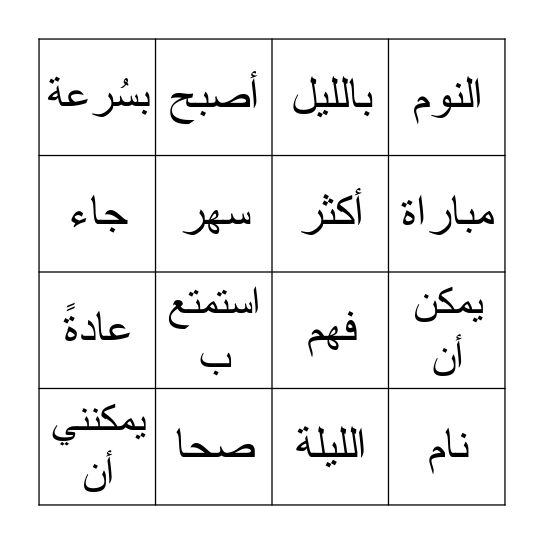 Chapter 10 Vocab Bingo Card