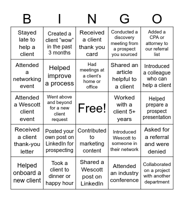 Organic Growth Trivia Bingo Card