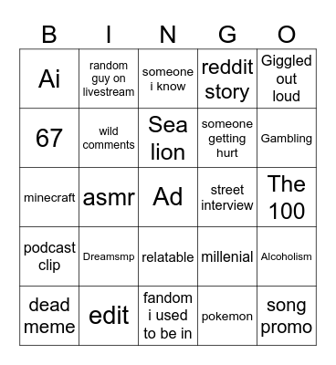 tiktok fyp bingo Card