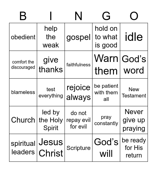 Pastor Bingo Card