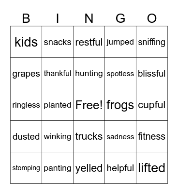 Suffix Bingo (TF Books 1 & 2) Bingo Card