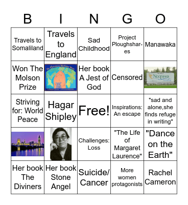 Margaret Laurence Bingo Card