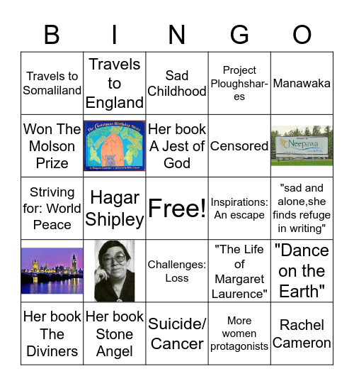 Margaret Laurence Bingo Card