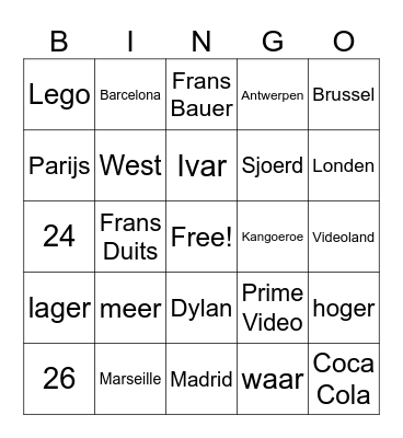 PUBQUIZ - BINGO Card