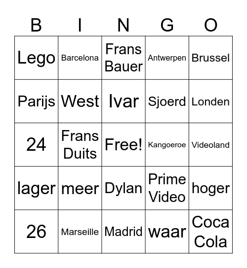 PUBQUIZ - BINGO Card