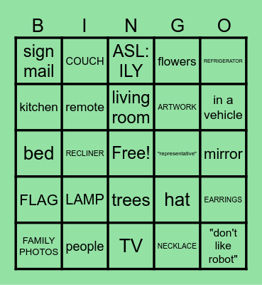 I SPY Bingo Card