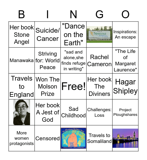 Margaret Laurence Bingo Card