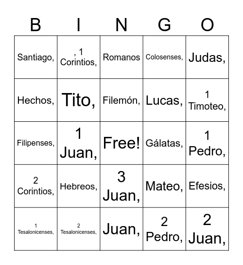 Eklesia bingo Card