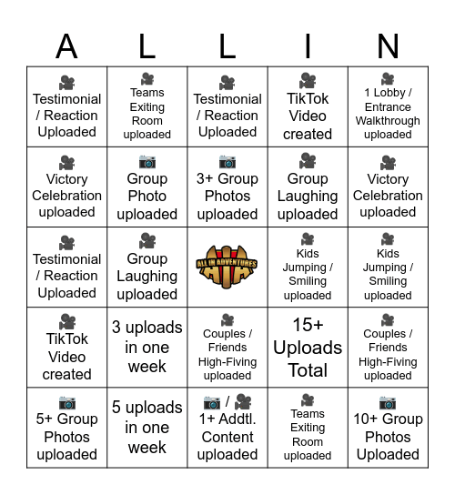 AIA Footage Bingo Card