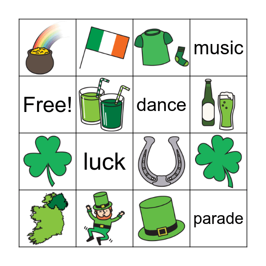 St. Patrick's Day Bingo Card