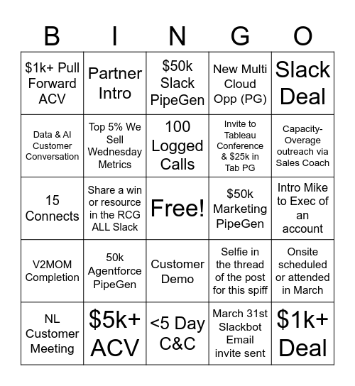 5 FOR 5 Bingo Card