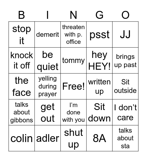 sayings of doom Bingo Card