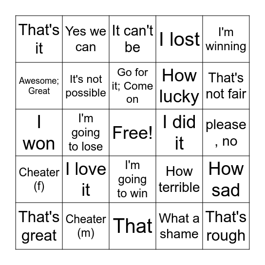 jugar un juego Bingo Card