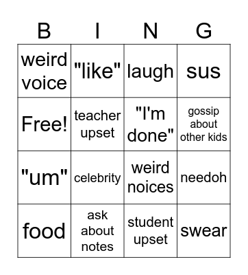 geometry Bingo Card