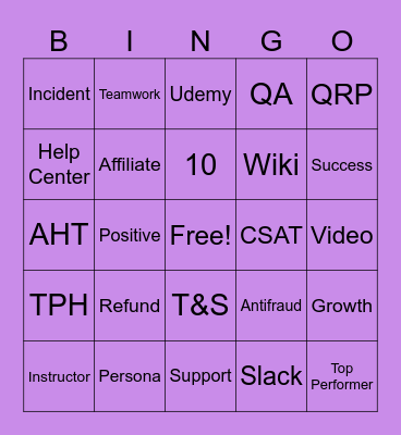 Udemy Bingo Card