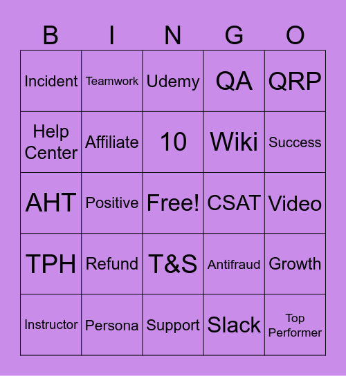 Udemy Bingo Card
