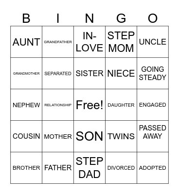 Family Bingo Card