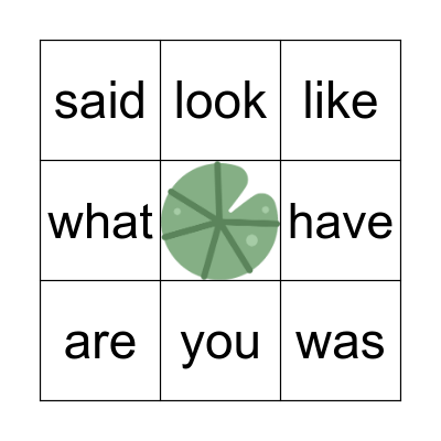 Heart Word Bingo Card