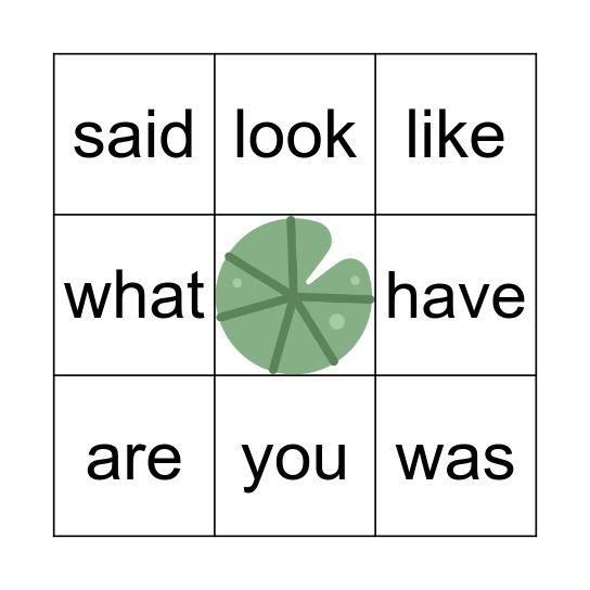 Heart Word Bingo Card