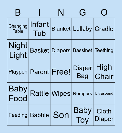 Baby Bingo! Bingo Card