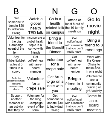 GlobeMed Termly Bingo Card