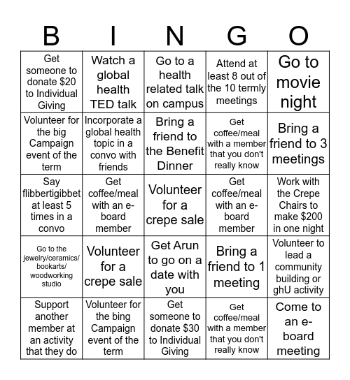 GlobeMed Termly Bingo Card