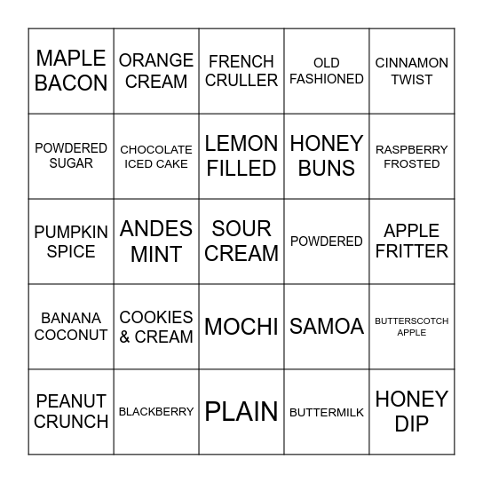 🍩   DONUT BINGO   🍩 Bingo Card