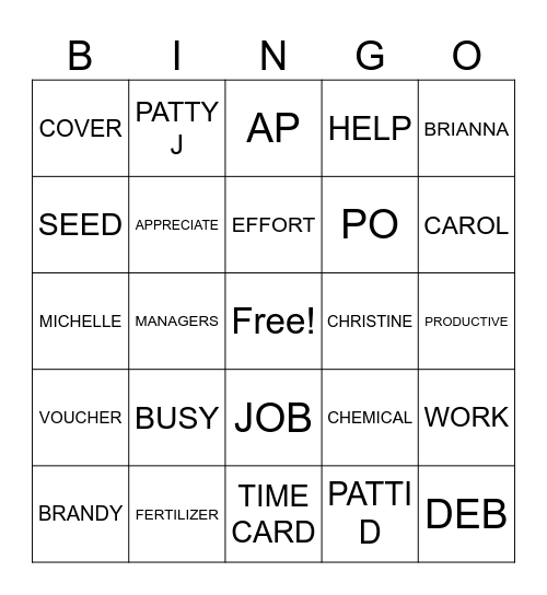 FSS BILLING BINGO Card