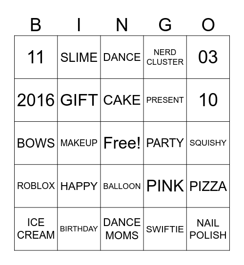 HAPPY BIRTHDAY Bingo Card