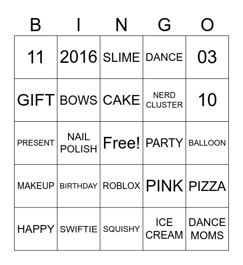 HAPPY BIRTHDAY Bingo Card