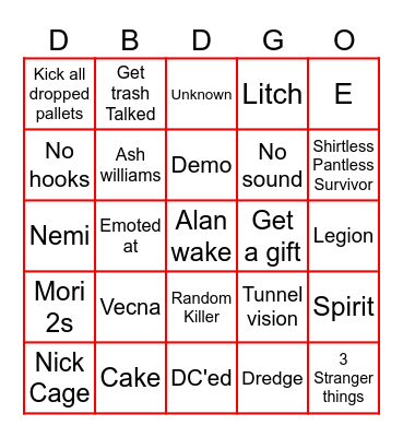 DBDGO Killers! Bingo Card