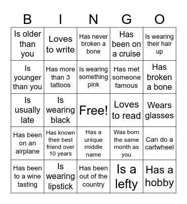 Find someone who: Bingo Card