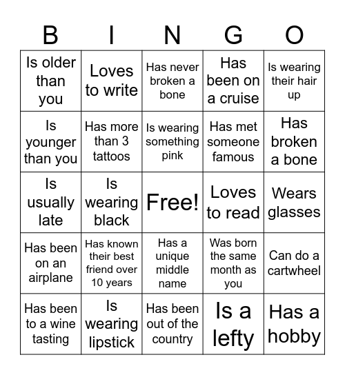 Find someone who: Bingo Card