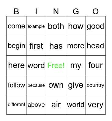 4th grade Bingo Card