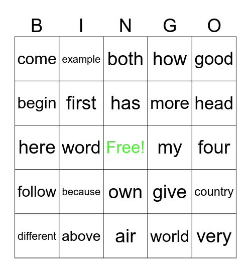 4th grade Bingo Card