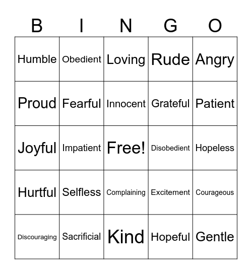Check Your Attitude Bingo Card