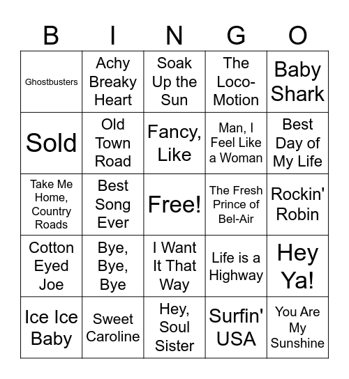 Music Bingo Card