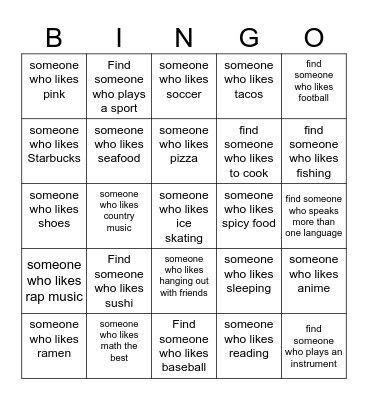 Find Someone Bingo Card
