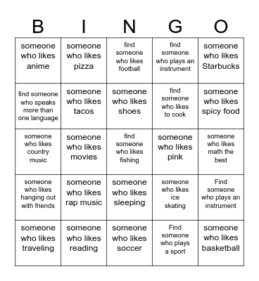 Find Someone Bingo Card