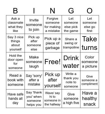 KINDNESS Bingo Card