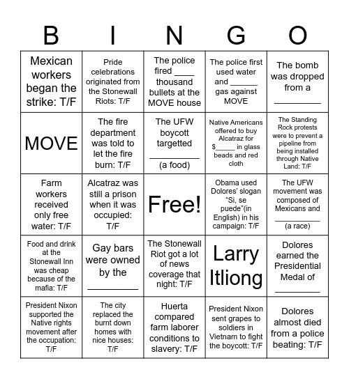 Civil Rights Day 2 Bingo Card