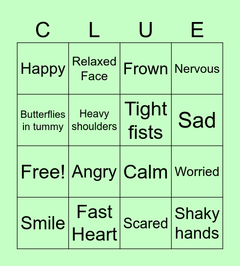 Body Clues Bingo Card