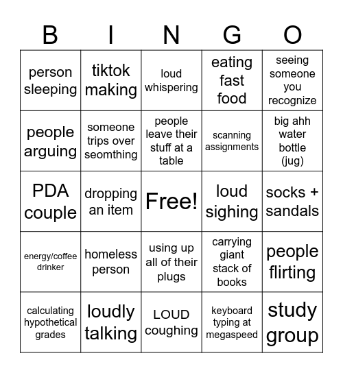 college library edition Bingo Card