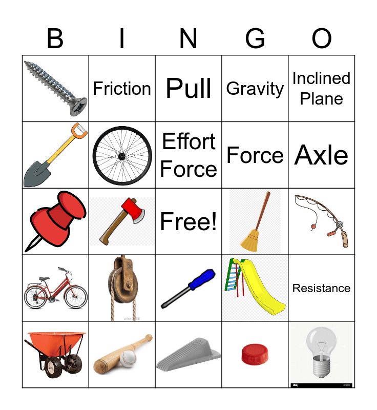 Stability and Motion Bingo Card