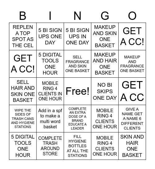 SEPHORA Bingo Card